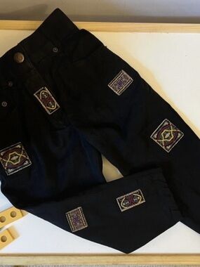 Vintage Monkey Wear Embroidered Black Pants Size 4